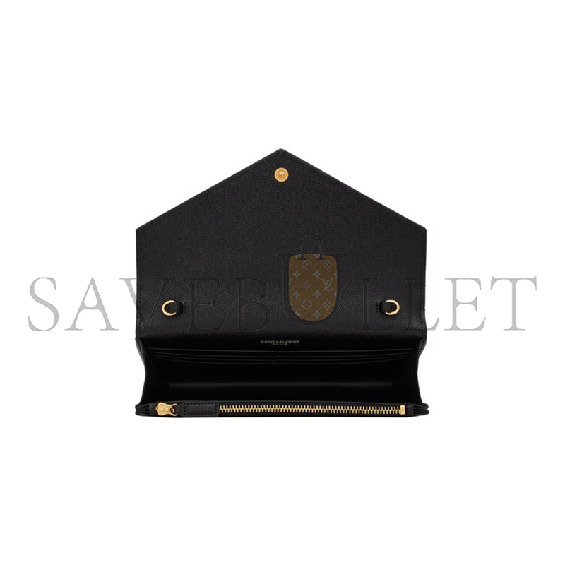 YSL CASSANDRE ENVELOPE CHAIN WALLET IN GRAIN DE POUDRE LEATHER 742920BOW011000 (19*12.5*3.5cm) YSL CASSANDRE ENVELOPE CHAIN WALLET IN GRAIN DE POUDRE LEATHER 742920BOW011000 (19*12.5*3.5cm)